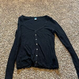 Old Navy Black Long Sleeve Fitted Button Down
